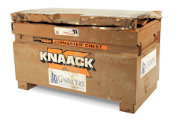 One battered, but not defeated, storage box
