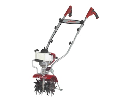 The new Mantis Deluxe Tiller is available with a FastStart 2-cycle engine (shown above) or 4-cycle Honda engine.