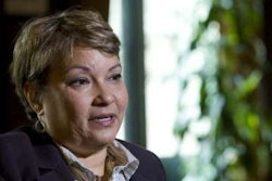 This April 17, 2012 file photo shows Environmental Protection Agency (EPA) Administrator Lisa Jackson during an interview with The Associated Press at EPA Headquarters in Washington. (AP Photo/Kevin Wolf, File)