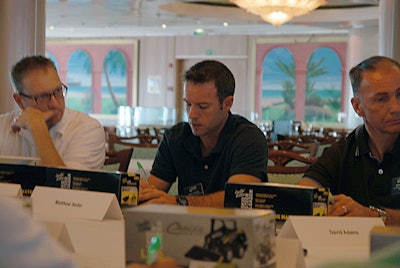 Landscaper of the Year finalists, including Jason Cromley (shown here), listen to a variety of landscaping success stories.