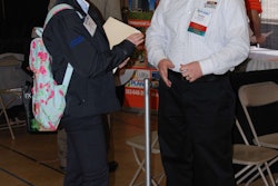Sarah Asay networks with landscape companies at PLANET’s Student Career Days.