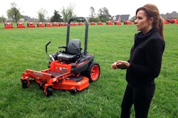 Christine Chapman, Kubota product manager of turf equipment, discusses the specifics on the new Kubota Kommander ZG 127E, which has a 54-inch deck and 76.4-inch overall width.