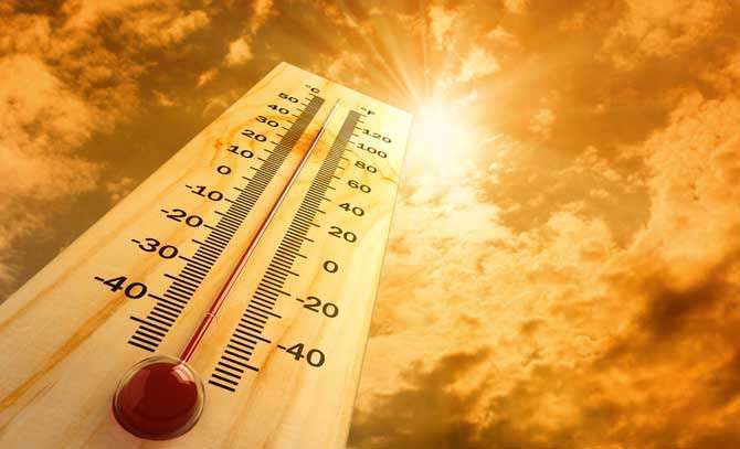 termometer registrering 100 graders Fahrenheit