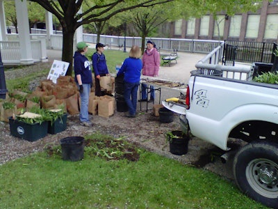 Over 30 volunteers assisted at the April 2012 daylily planting effort.