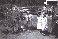 Photo: Muriel Humphrey, wife of Vice President Hubert Humphrey, takes a break for planting a dogwood tree along I-95 in Virginia to talk with Lady Bird Johnson and an unidentified woman. (www.fhwa.dot.gov)