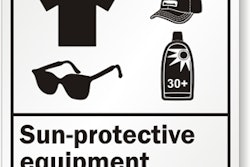 Highlight the importance of sun safety at your workplace. Use a ‘Sun-Protective Equipment Must Be Worn on Site’ sign. Protect your employees from harsh UV rays. (MySafetySign)