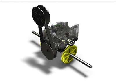 Inside view of the HR 300 V-Motion Power Path CVT for snow blowers, from General Transmissions.