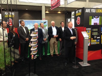 Kris Kiser, President and CEO of OPEI, addresses the crowd at GIE+EXPO in Louisville, Kentucky.