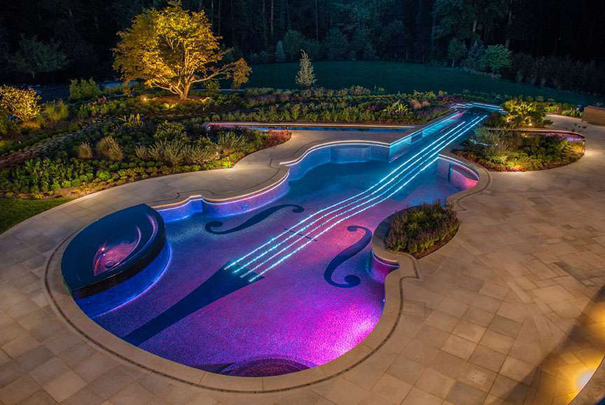 Luxury Swimming Pool Design and Installation Award Bergen County NJ LED lights