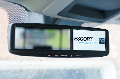 This “smart mirror” from Escort has a multitude of built-in functions similar to a smartphone, including GPS and direct Internet access.