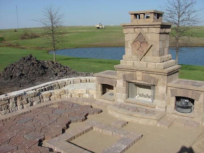 One of Sheller Lawn & Landscape’s projects shows the underlayment that is so critical to paver installation. Correctly installed pavers reduce the risk of damage later. Photo: Belgard Hardscapes