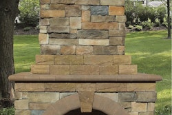 Fully-Assembled Stone Veneer Outdoor Fireplace
