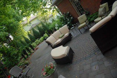 Price 2 The courtyard patio provides plenty of entertaining space and the circle pattern of the pavers help define the separate areas. Semi-circle furniture