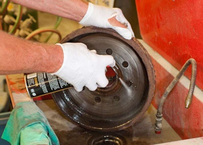 Wash brake dust off and use brake cleaner liberally to clean drum.