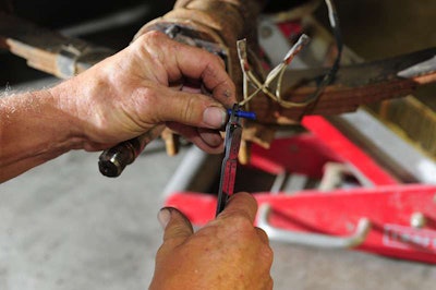 Use new butt connectors and make sure the connection is sound before bolting on backing plate.