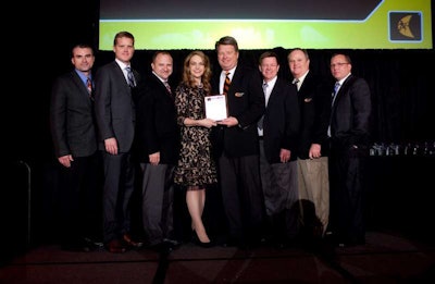ABC Awards on January 30, 2014, in Tulsa, Oklahoma. Left to right: Chris Jones, Dru Bridwell, Grant Golay, Tiffany Sewell-Howard, Gary Bridwell, Mark Whiteman, Mark Taylor, John Truett