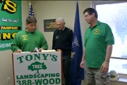 The owners of Tony’s Tree and Landscaping in Pittsford were awarded for not only serving in the military, but for committing to hiring veterans. Photo Courtesy of News10NBC/WHEC-TV