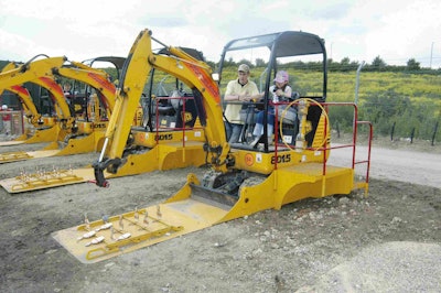 Guests can play games like bowling or snatching ducks from a pond with this excavator game.