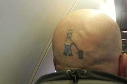 When his hair grows, does the mower tattoo cut it? I’m sure you all love mowing, but how did this guy think tattooing Homer Simpson with a mower on his head was a good idea?