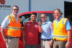Region 3 (From left to right): ValleyCrest Landscape Companies Regional Safety Manager Ken Kasan, ValleyCrest Landscape Maintenance Santa Rosa Beach Branch Spray Technician and Region 3 Truck Winner Jeffrey Yates, ValleyCrest Landscape Maintenance Santa Rosa Beach Branch Operations Manager Steve Brackin, ValleyCrest Landscape Maintenance South East Region Vice President Michael Dozier.
