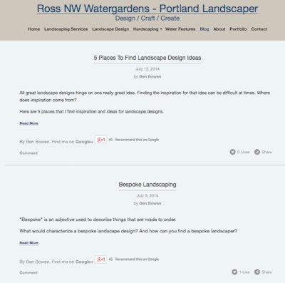 Ben Bowen posts regular blogs to the company’s website covering a variety of topics, such as design ideas and how customers can improve their water features.