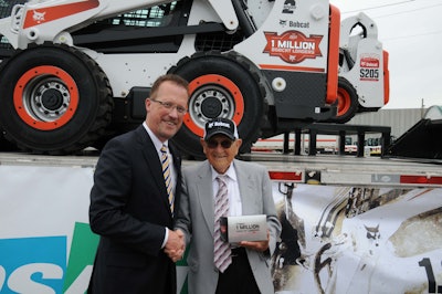 Bobcat Company And Doosan North America President Rich Goldsbury And Cy Keller, One Of The Inventors Of The Original Loader