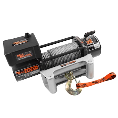 Mile Marker SEC12 ES, Waterproof and durable, Mile Marker’s 12,000-pound-capacity SEC12 ES (Extreme Service) winch packs heavy-duty power in its compact design. It features submersible solenoids, lots of stainless steel and 19 watertight seals to take on