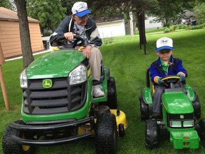 Erling, 89, and Emmett, 3, race each other. (Photo: Boyd Huppert)
