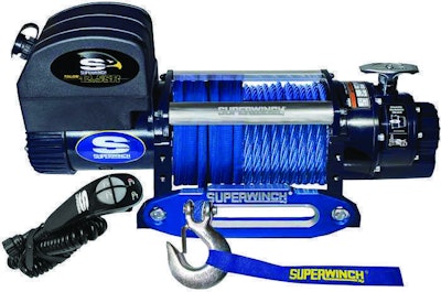 Superwinch Talon 12.5i, Superwinch’s Talon 12.5i and 12.5i SR (synthetic rope) use a fast, strong 148:1 ratio two-stage planetary/two-stage spur-gear drive powered by a 6 horsepower motor to deliver 6.5 tons of line pull. Internal gearbox braking and wate