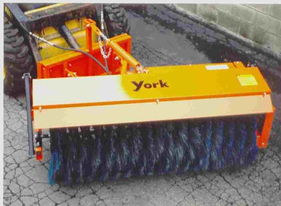 Cleanup: Handle cleanup and maintenance jobs with York Broom’s Model SSAB angle broom for skid steers. Requiring a 12- to 25-gpm hydraulic system with 1,800 to 2,250 psi, the broom mounts directly to the skid steer’s quick attach system. The Model SSAB ma