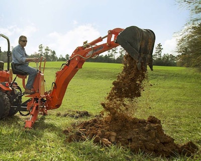 Earthmoving: Handle a range of digging jobs with Kioti’s KB2465 backhoe, which features a quick attach/detach feature from easy removal. Designed to work with Kioti’s new Tier 4 CK2510 tractor sub frame, the backhoe’s offset sub frame design has a large a