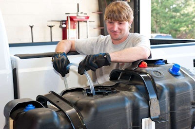 Step 14 Transfer Fuel: Siphon Any Remaining Fuel From The Old Fuel Tank To The New One We Used The Super Siphon Hose ($11) From Denniskirk com To Make The Fuel Transfer Quickly