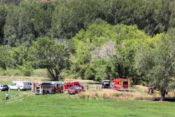 The scene near a bank of the Animas River where a contractor was killed after his skid steer toppled into the river. Credit: Shaun Stanley/Durango Herald