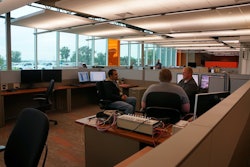 With no big cubicles, employees can easily talk and collaborate.