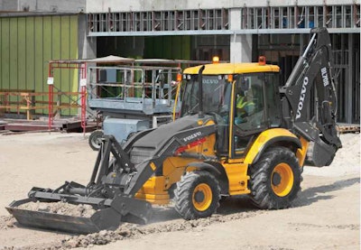 Ranging from 17,500 to 19,500 pounds, Volvo’s BL60B and BL70B backhoe loaders use a D3.8H four-cylinder 3.8-liter Volvo engine. The machines are fitted with two floor-mounted ergonomic levers, and feature a small turning radius, a narrow, tall arch designed boom and a one-piece chassis.
