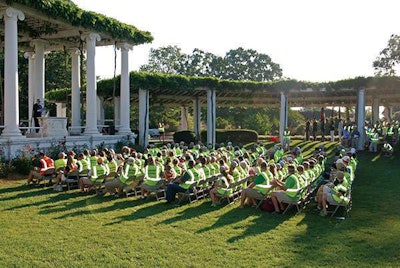 All of the landscapers came together for inspirational speeches and to be reminded why they were giving back before heading to their different sites.