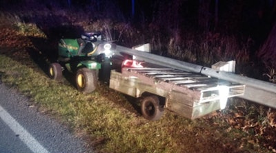 Here’s the mower and trailer the intoxicated man was operating.