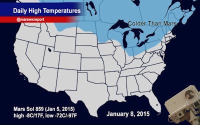 “It will be colder than @MarsCuriosity’s location in Gale Crater throughout much the northern US and Canada today” – Mars Weather (@MarsWxReport)