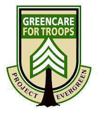 project evergreen greencare for troops logo with tree and badge