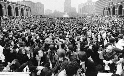 Thousands of people jam a quadrangle at Independence Mall in Philadelphia during Earth Day activities in 1970. Photo: NBC News.