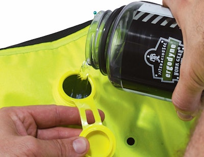 Fill with up to 20 ounces of water via a waterproof cap.