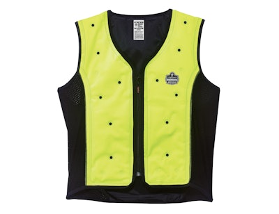 Ergodyne’s new dry evaporative cooling vest is part of the company’s Chill-Its line, which includes evaporative, absorptive and hydration products.
