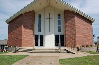 Parkway Baptist Church in Tupelo, Mississippi. Brad McCully of Sportsman Lawn and Landscape chose to landscape the church property, which was damaged in in a tornado, as his NALP Day of Service project. For more photos, see the gallery below.