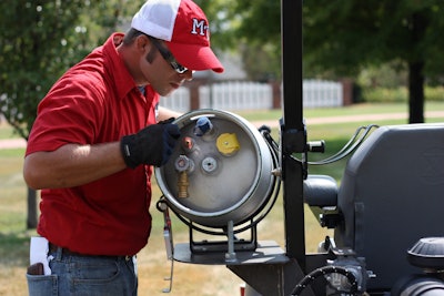 Refueling a propane mower. All photos courtesy of PERC.