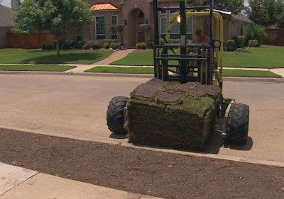 At the insistence of the homeowners association in his neighborhood, Bender spent $5,000 to replace the turf he had removed to install his xeriscaping. Photo: WFAA-TV.