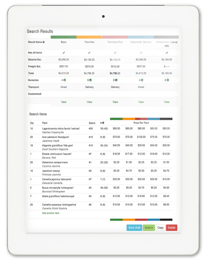 A screenshot from Plantbid, which promises to make mounds of pricing sheets a thing of the past.