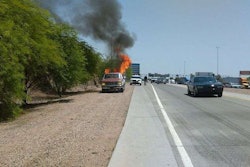 By the time Hernandez could get to the shoulder of the freeway, the fire was blazing. Photo: Ahwatukee Foothills News