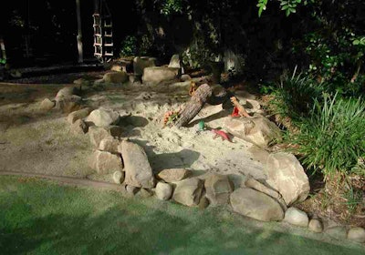 New children’s landscaping trends include free-form sandpits, which flow into other portions of the backyard. Photo: Stout Design Build
