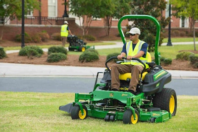 John Deere offers advice on mowing safely when the heat gets downright distracting. Photo: John Deere