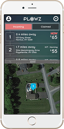 A shot of the Plowz & Mowz app on a smart-phone screen. Photo: www.plowzandmowz.com